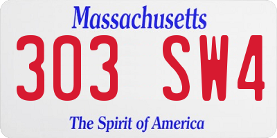 MA license plate 303SW4
