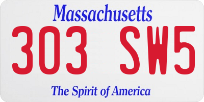 MA license plate 303SW5
