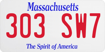 MA license plate 303SW7