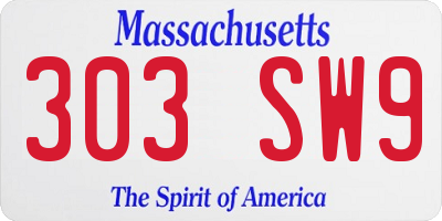MA license plate 303SW9