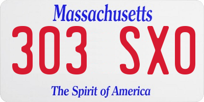 MA license plate 303SX0