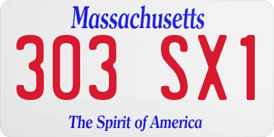 MA license plate 303SX1