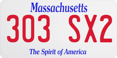 MA license plate 303SX2