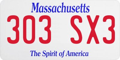 MA license plate 303SX3