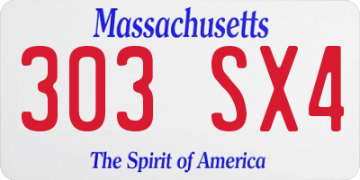 MA license plate 303SX4