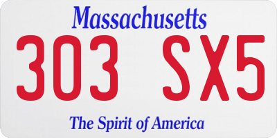 MA license plate 303SX5