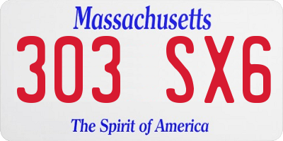 MA license plate 303SX6