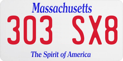 MA license plate 303SX8