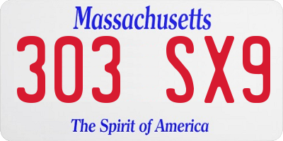 MA license plate 303SX9