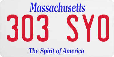 MA license plate 303SY0