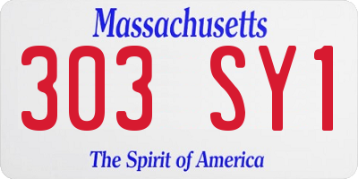 MA license plate 303SY1