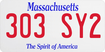 MA license plate 303SY2