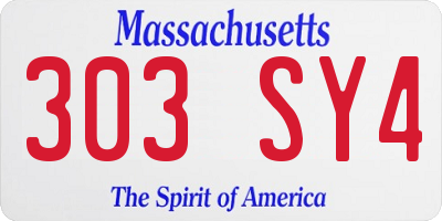 MA license plate 303SY4