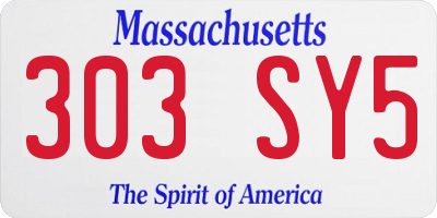 MA license plate 303SY5