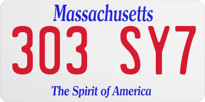 MA license plate 303SY7