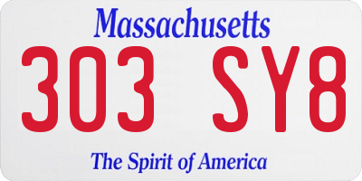 MA license plate 303SY8
