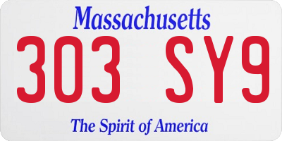 MA license plate 303SY9