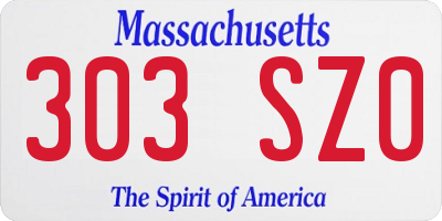 MA license plate 303SZ0