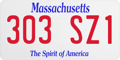 MA license plate 303SZ1