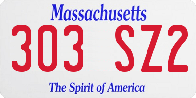 MA license plate 303SZ2