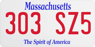 MA license plate 303SZ5