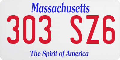 MA license plate 303SZ6