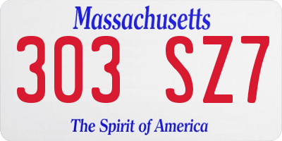 MA license plate 303SZ7