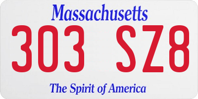 MA license plate 303SZ8