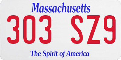 MA license plate 303SZ9