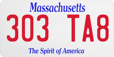 MA license plate 303TA8