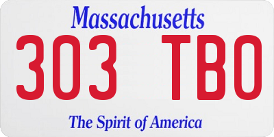 MA license plate 303TB0