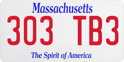 MA license plate 303TB3
