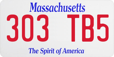 MA license plate 303TB5