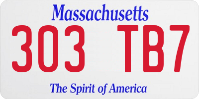 MA license plate 303TB7