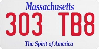 MA license plate 303TB8