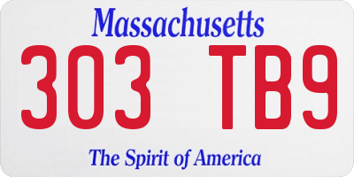 MA license plate 303TB9