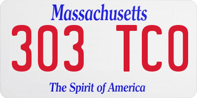 MA license plate 303TC0