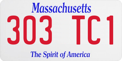 MA license plate 303TC1