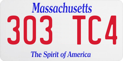 MA license plate 303TC4