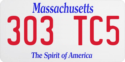 MA license plate 303TC5
