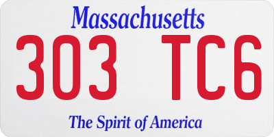 MA license plate 303TC6