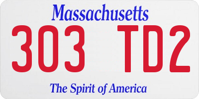 MA license plate 303TD2