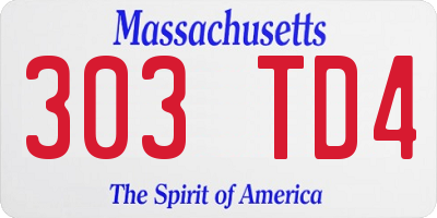 MA license plate 303TD4