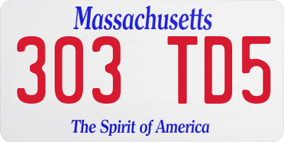 MA license plate 303TD5