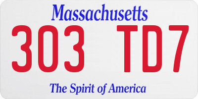 MA license plate 303TD7