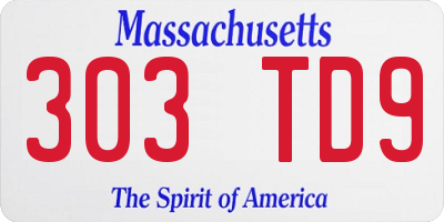 MA license plate 303TD9