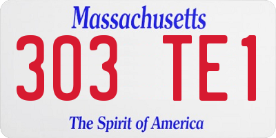 MA license plate 303TE1