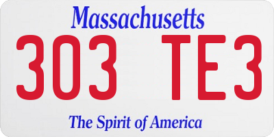 MA license plate 303TE3