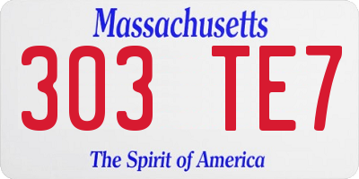 MA license plate 303TE7