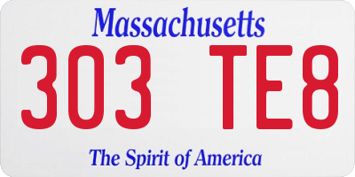 MA license plate 303TE8